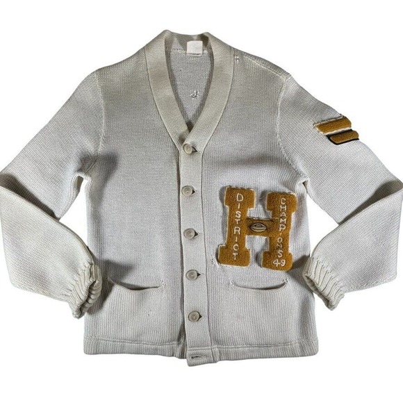 Vintage 1949 Hayti Missouri High School Football Champions cardigan sweater - Picture 1 of 9